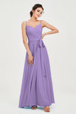 Spaghetti Straps Chiffon Bridesmaid Dress Sweetheart A line Formal Evening Dresses Gowns