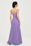 Spaghetti Straps Chiffon Bridesmaid Dress Sweetheart A line Formal Evening Dresses Gowns