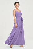Spaghetti Straps Chiffon Bridesmaid Dress Sweetheart A line Formal Evening Dresses Gowns