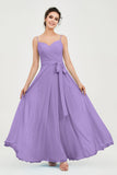 Spaghetti Straps Chiffon Bridesmaid Dress Sweetheart A line Formal Evening Dresses Gowns
