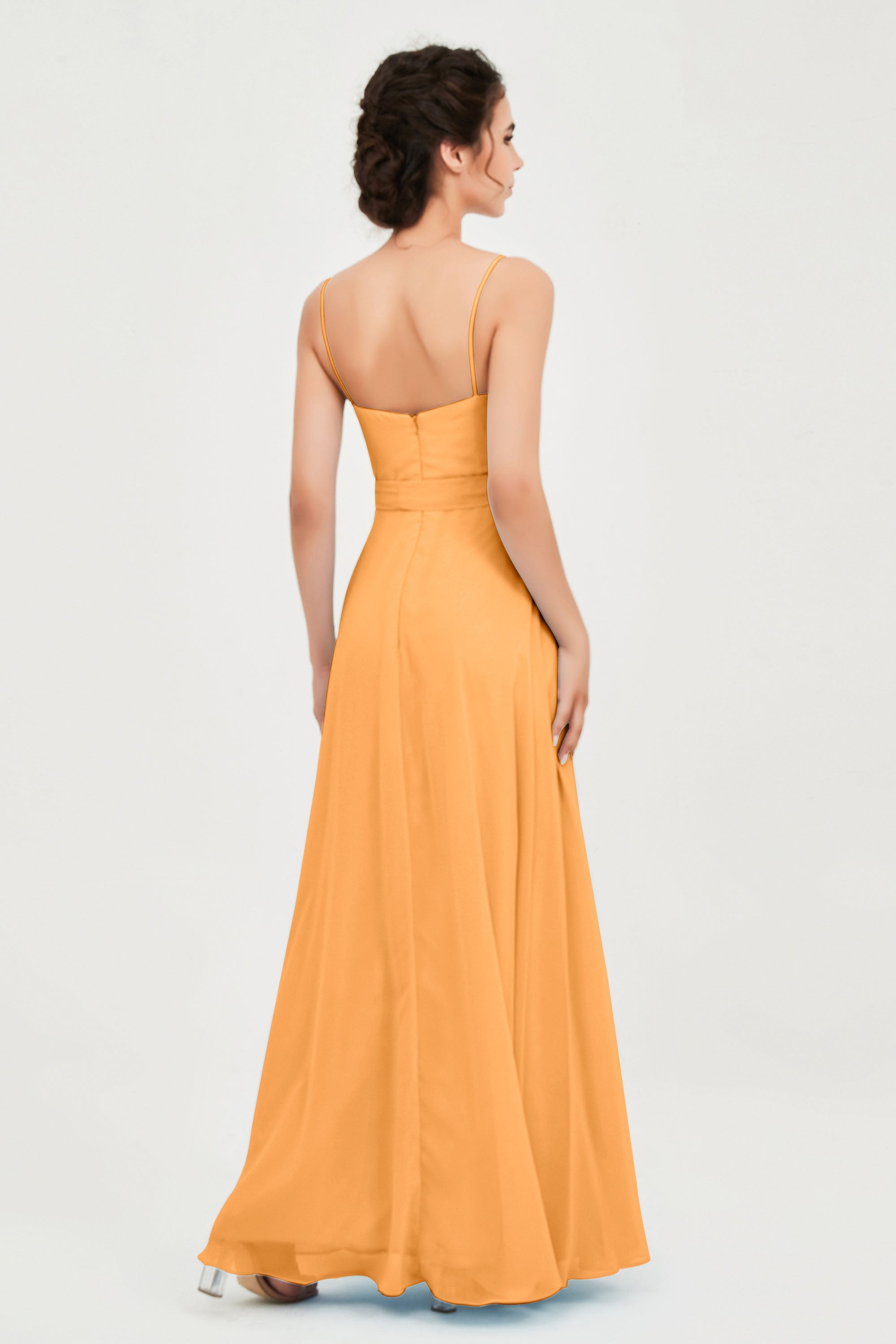 Spaghetti Straps Chiffon Bridesmaid Dress Sweetheart A line Formal Evening Dresses Gowns