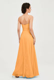 Spaghetti Straps Chiffon Bridesmaid Dress Sweetheart A line Formal Evening Dresses Gowns