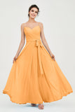 Spaghetti Straps Chiffon Bridesmaid Dress Sweetheart A line Formal Evening Dresses Gowns