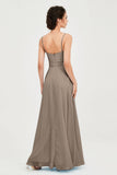 Spaghetti Straps Chiffon Bridesmaid Dress Sweetheart A line Formal Evening Dresses Gowns