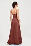 Spaghetti Straps Chiffon Bridesmaid Dress Sweetheart A line Formal Evening Dresses Gowns