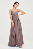 Spaghetti Straps Chiffon Bridesmaid Dress Sweetheart A line Formal Evening Dresses Gowns