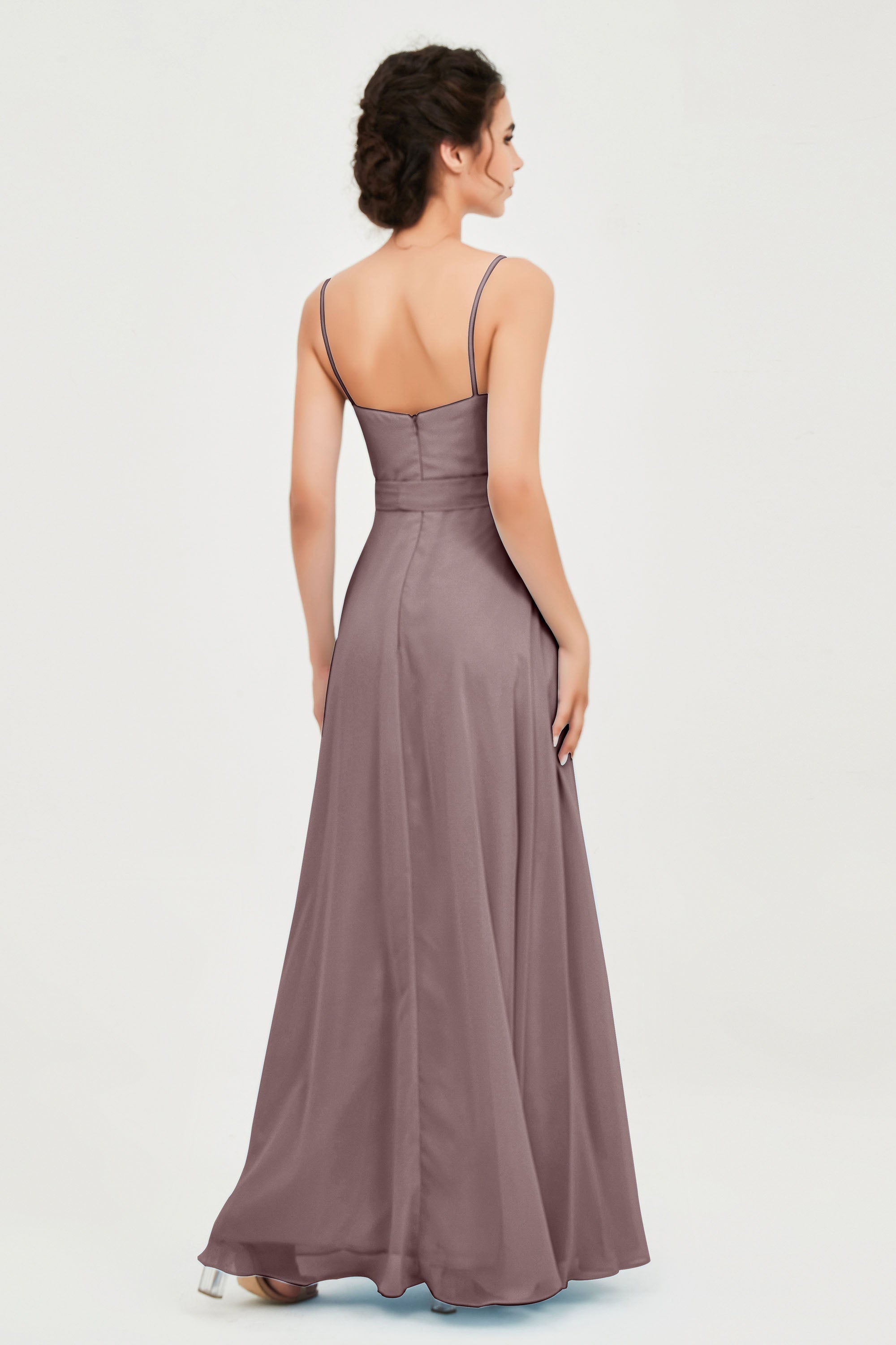Spaghetti Straps Chiffon Bridesmaid Dress Sweetheart A line Formal Evening Dresses Gowns