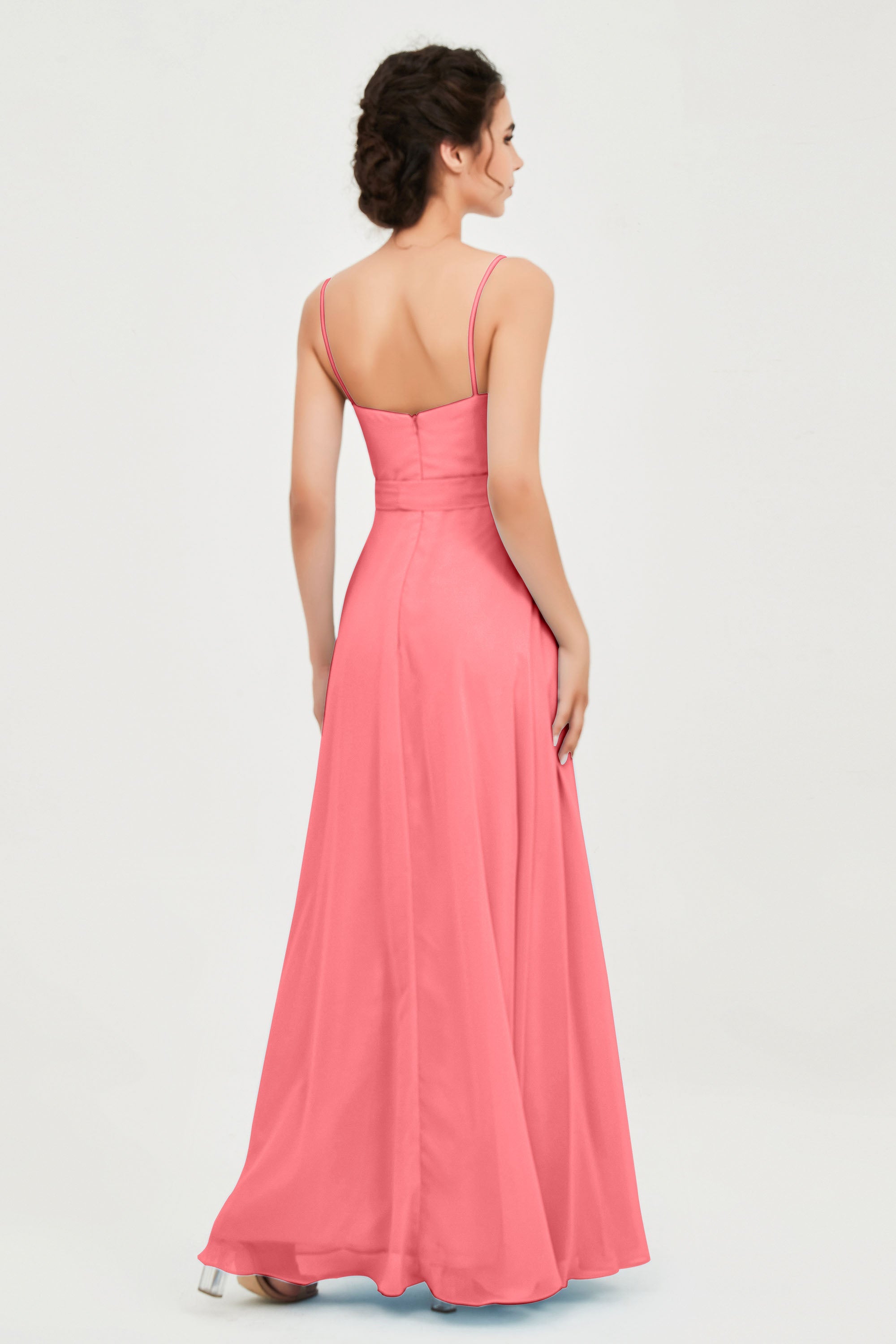 Spaghetti Straps Chiffon Bridesmaid Dress Sweetheart A line Formal Evening Dresses Gowns