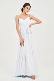 Spaghetti Straps Chiffon Bridesmaid Dress Sweetheart A line Formal Evening Dresses Gowns