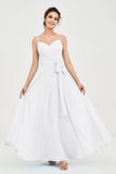 Spaghetti Straps Chiffon Bridesmaid Dress Sweetheart A line Formal Evening Dresses Gowns