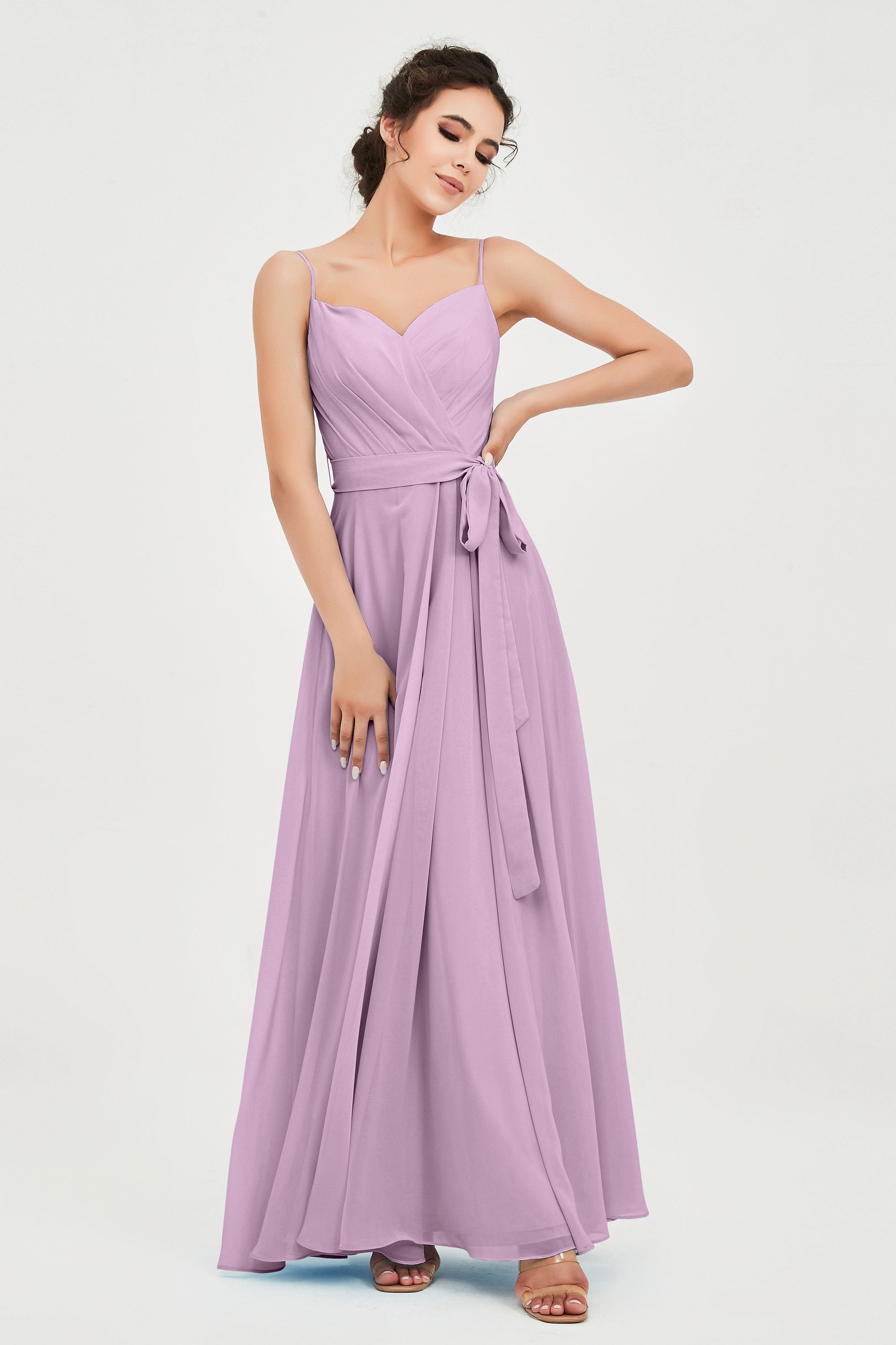 Spaghetti Straps Chiffon Bridesmaid Dress Sweetheart A line Formal Evening Dresses Gowns