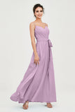 Spaghetti Straps Chiffon Bridesmaid Dress Sweetheart A line Formal Evening Dresses Gowns