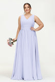 V Neck Natural Chiffon Bridesmaid Dress with Ruched Pleated Formal Evening Dresses Gowns