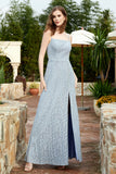 Spaghetti Straps Lace Formal Evening Dresses Square Party Bridesmaid Dress with Slit