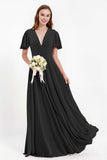 Velvet Women's Formal Evening Dresses Flutter Sleeves Mother of the Bride Dress Gowns