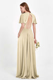 Velvet Women's Formal Evening Dresses Flutter Sleeves Mother of the Bride Dress Gowns