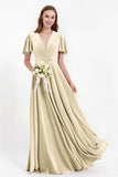 Velvet Women's Formal Evening Dresses Flutter Sleeves Mother of the Bride Dress Gowns