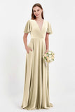 Velvet Women's Formal Evening Dresses Flutter Sleeves Mother of the Bride Dress Gowns