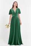 Velvet Women's Formal Evening Dresses Flutter Sleeves Mother of the Bride Dress Gowns