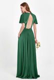 Velvet Women's Formal Evening Dresses Flutter Sleeves Mother of the Bride Dress Gowns