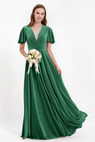 Velvet Women's Formal Evening Dresses Flutter Sleeves Mother of the Bride Dress Gowns