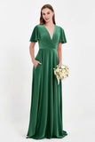 Velvet Women's Formal Evening Dresses Flutter Sleeves Mother of the Bride Dress Gowns