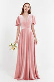 Velvet Women's Formal Evening Dresses Flutter Sleeves Mother of the Bride Dress Gowns