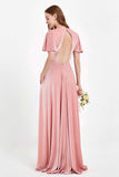 Velvet Women's Formal Evening Dresses Flutter Sleeves Mother of the Bride Dress Gowns