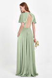 Velvet Women's Formal Evening Dresses Flutter Sleeves Mother of the Bride Dress Gowns