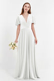 Velvet Women's Formal Evening Dresses Flutter Sleeves Mother of the Bride Dress Gowns