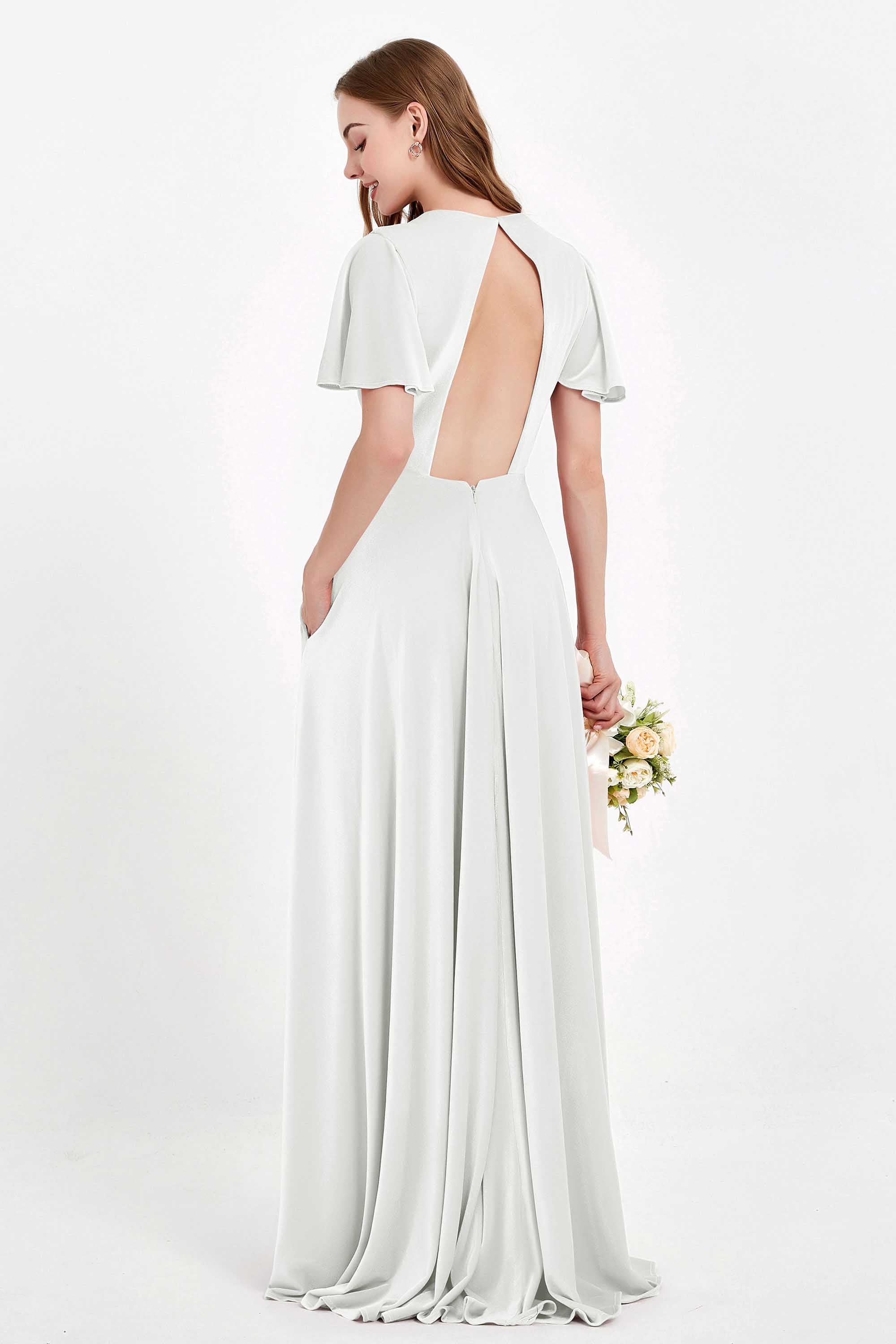 Velvet Women's Formal Evening Dresses Flutter Sleeves Mother of the Bride Dress Gowns