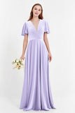 Velvet Women's Formal Evening Dresses Flutter Sleeves Mother of the Bride Dress Gowns