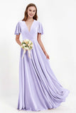 Velvet Women's Formal Evening Dresses Flutter Sleeves Mother of the Bride Dress Gowns