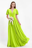 Velvet Women's Formal Evening Dresses Flutter Sleeves Mother of the Bride Dress Gowns