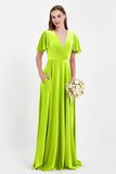 Velvet Women's Formal Evening Dresses Flutter Sleeves Mother of the Bride Dress Gowns