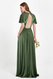 Velvet Women's Formal Evening Dresses Flutter Sleeves Mother of the Bride Dress Gowns