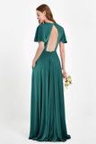 Velvet Women's Formal Evening Dresses Flutter Sleeves Mother of the Bride Dress Gowns