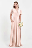 Velvet Women's Formal Evening Dresses Flutter Sleeves Mother of the Bride Dress Gowns