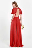 Velvet Women's Formal Evening Dresses Flutter Sleeves Mother of the Bride Dress Gowns