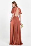 Velvet Women's Formal Evening Dresses Flutter Sleeves Mother of the Bride Dress Gowns