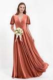 Velvet Women's Formal Evening Dresses Flutter Sleeves Mother of the Bride Dress Gowns