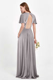 Velvet Women's Formal Evening Dresses Flutter Sleeves Mother of the Bride Dress Gowns