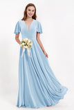 Velvet Women's Formal Evening Dresses Flutter Sleeves Mother of the Bride Dress Gowns