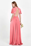 Velvet Women's Formal Evening Dresses Flutter Sleeves Mother of the Bride Dress Gowns