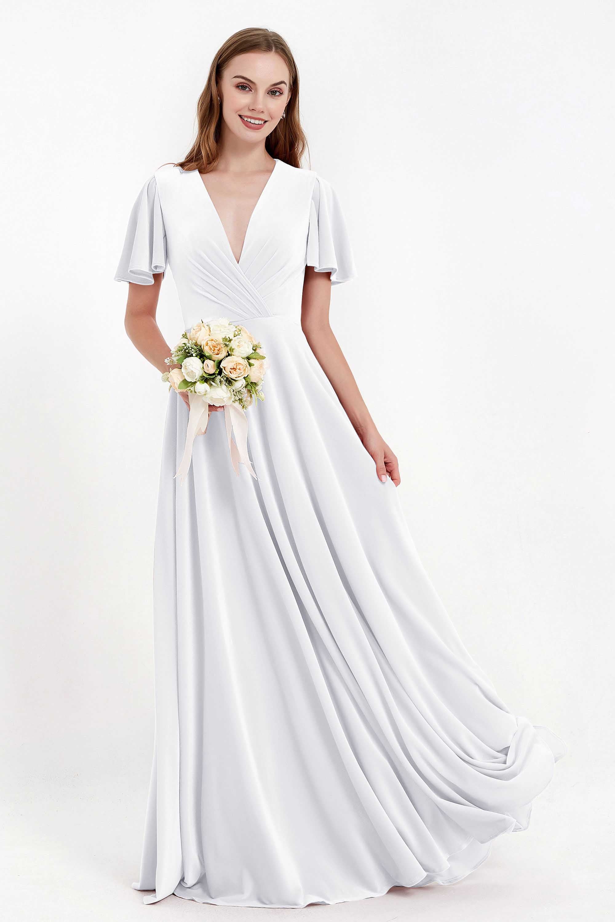 Velvet Women's Formal Evening Dresses Flutter Sleeves Mother of the Bride Dress Gowns