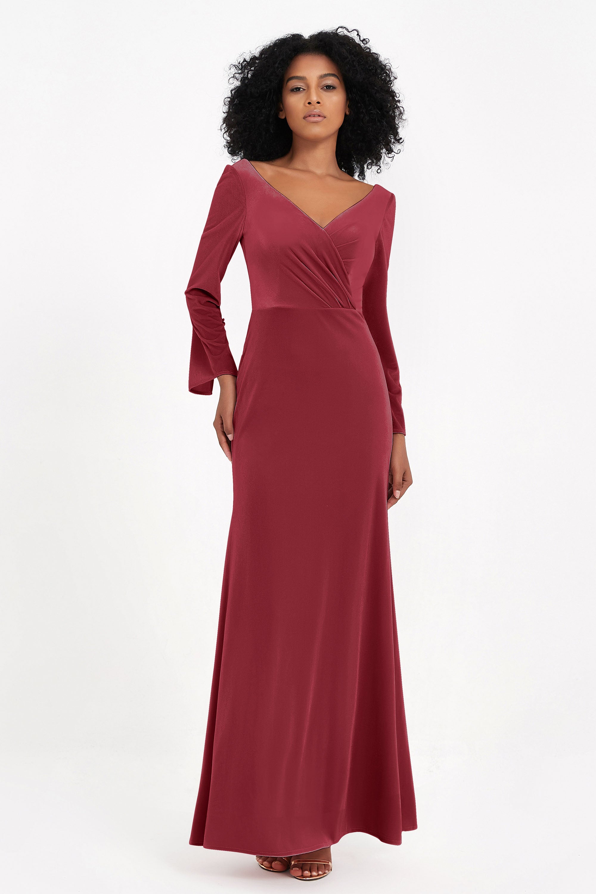 Custom Made Women's Velvet Formal Evening Dresses with Long Sleeves Pa Custom Made Women's Velvet Formal Evening Dresses with Long Sleeves Pa