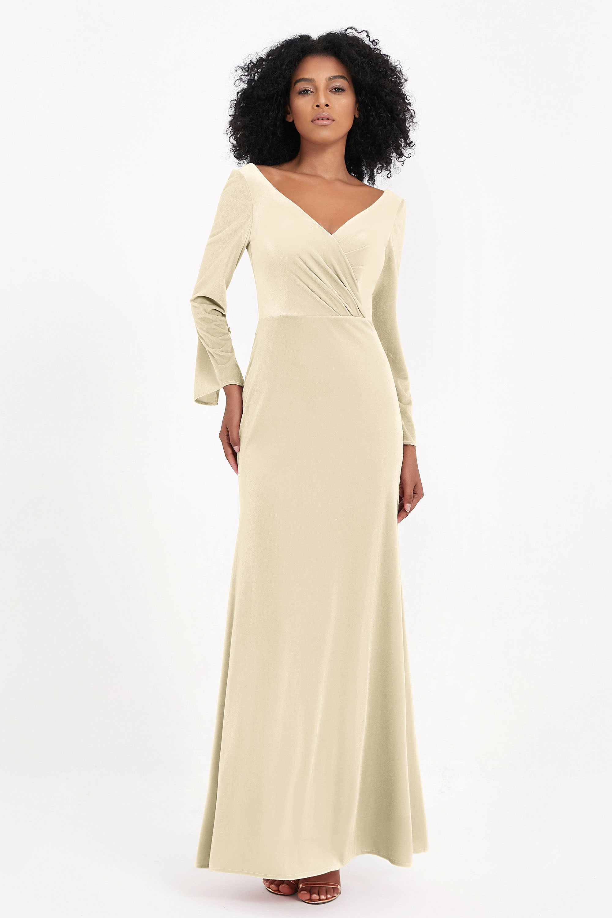 Custom Made Women's Velvet Formal Evening Dresses with Long Sleeves Pa Custom Made Women's Velvet Formal Evening Dresses with Long Sleeves Pa