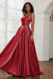 Stretch Satin Cowl Neck Formal Evening Dress Prom Gowns Bridesmaid Dresses with Slit