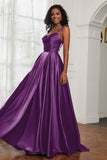 Stretch Satin Cowl Neck Formal Evening Dress Prom Gowns Bridesmaid Dresses with Slit