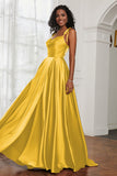Stretch Satin Cowl Neck Formal Evening Dress Prom Gowns Bridesmaid Dresses with Slit